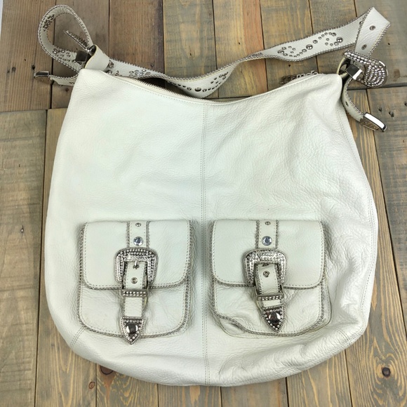 Charm and Luck Bags Charm And Luck Purse Tote White Pebble Leather